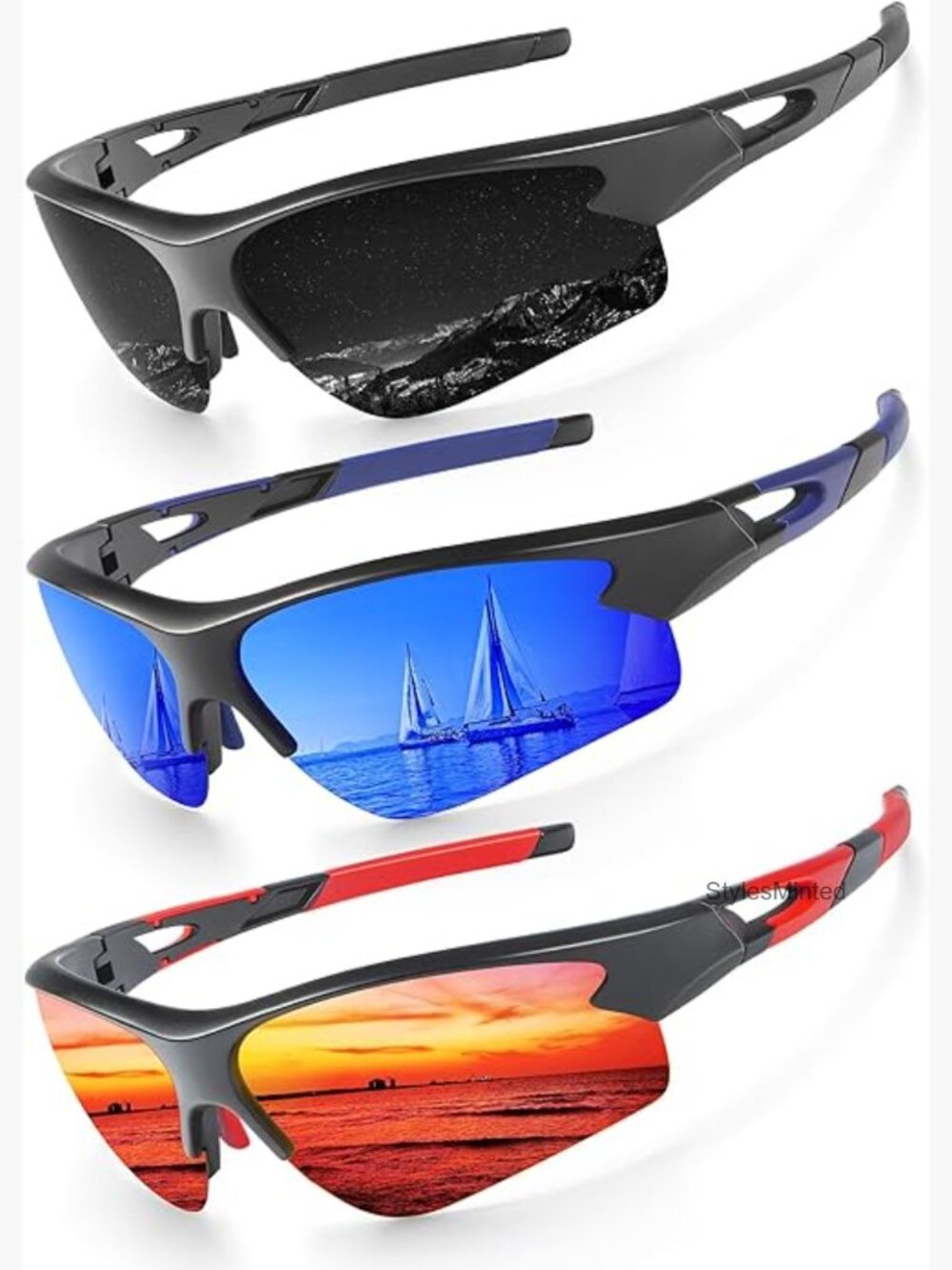 Polarized Sports Sunglasses Wrap Around UV Protection Baseball Softball